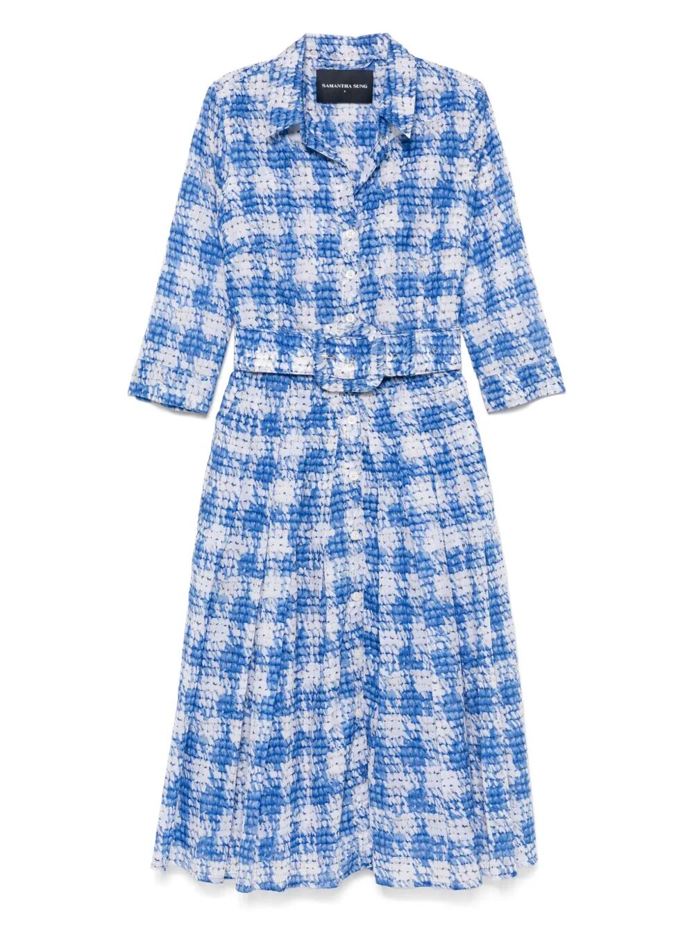 Samantha Sung Ratan Houndstooth-print Audrey Midi Dress