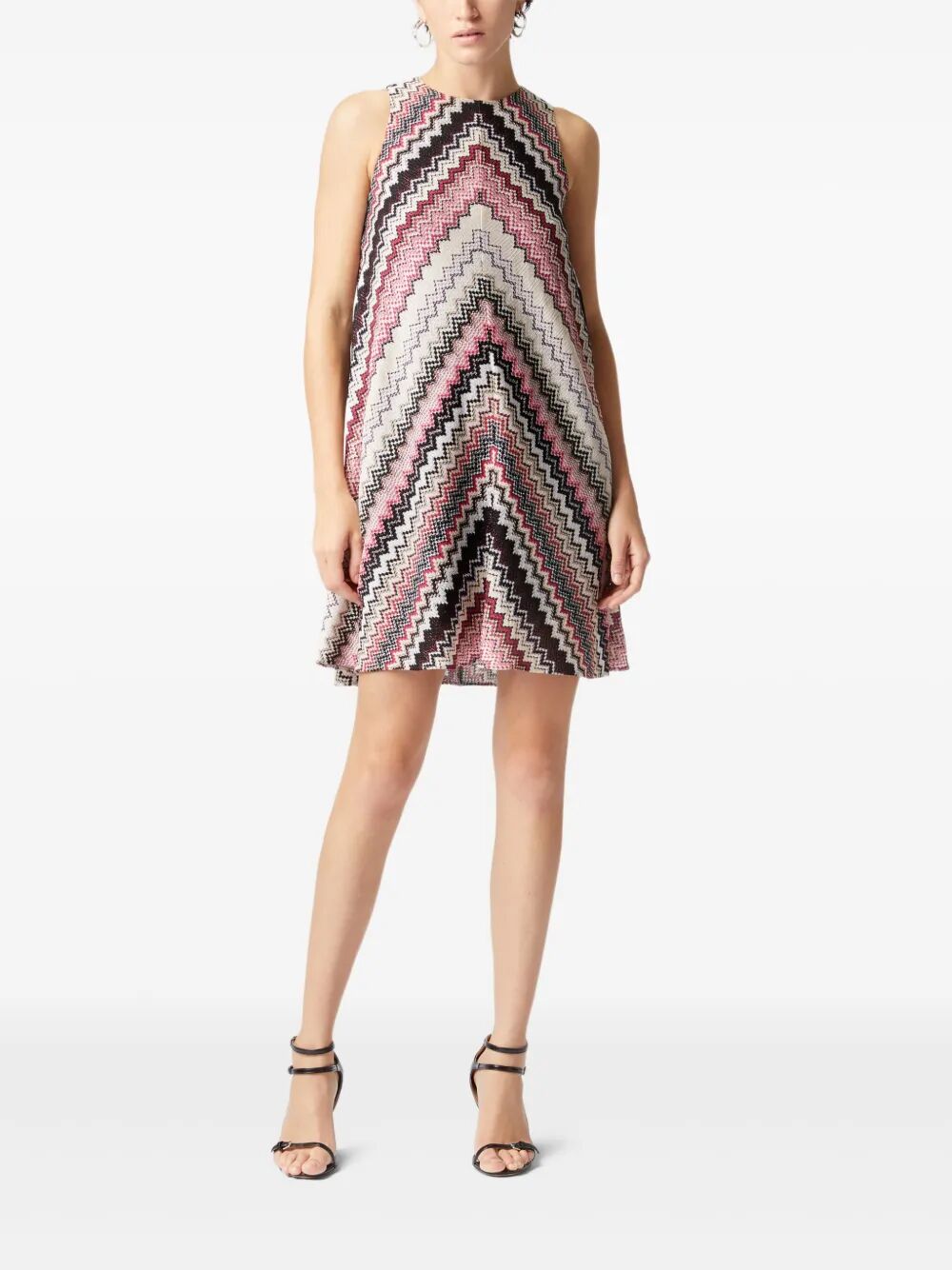 Missoni Lamé Serrated Zig-zag Pattern A-line Mini Dress