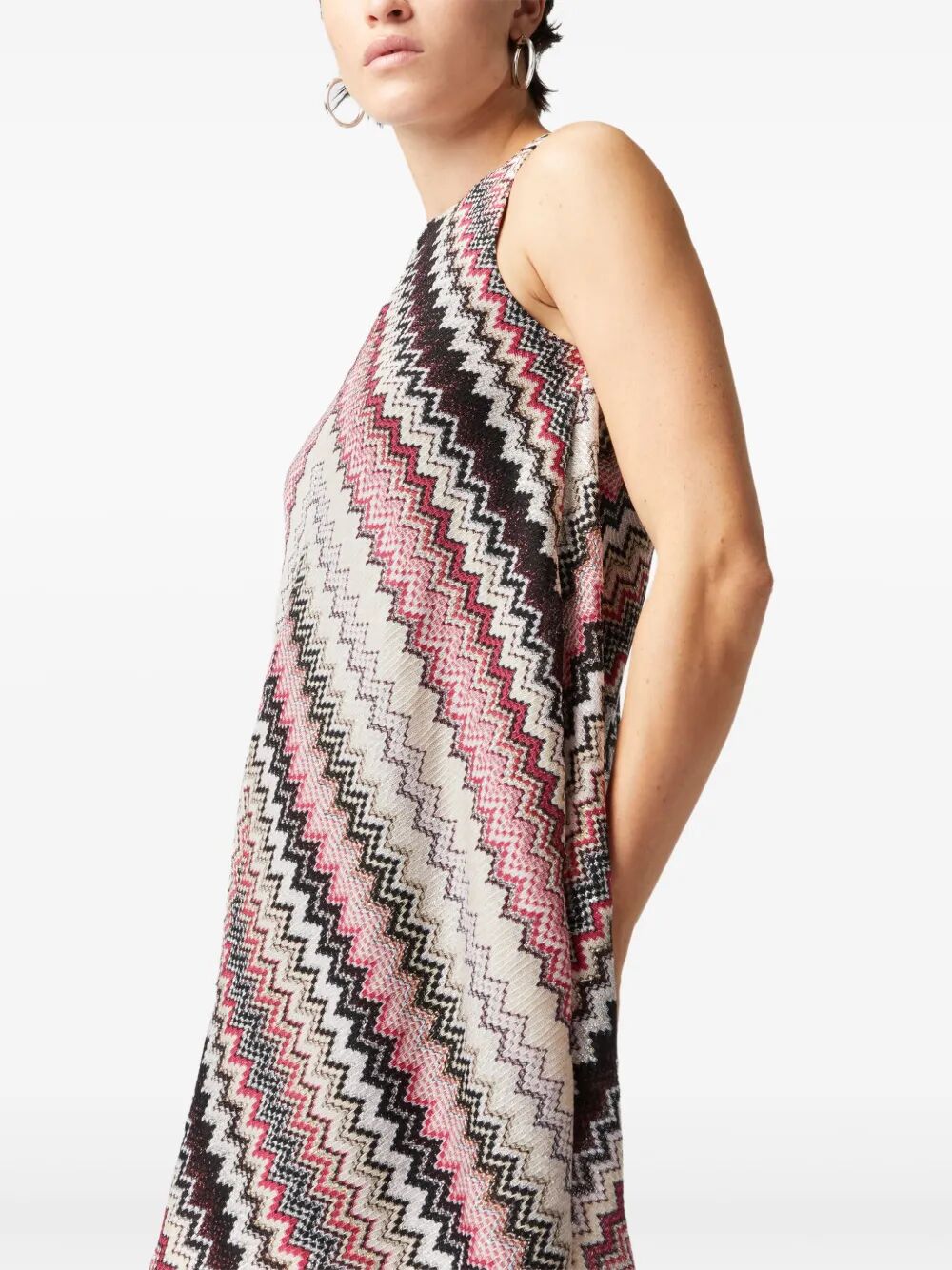 Missoni Lamé Serrated Zig-zag Pattern A-line Mini Dress