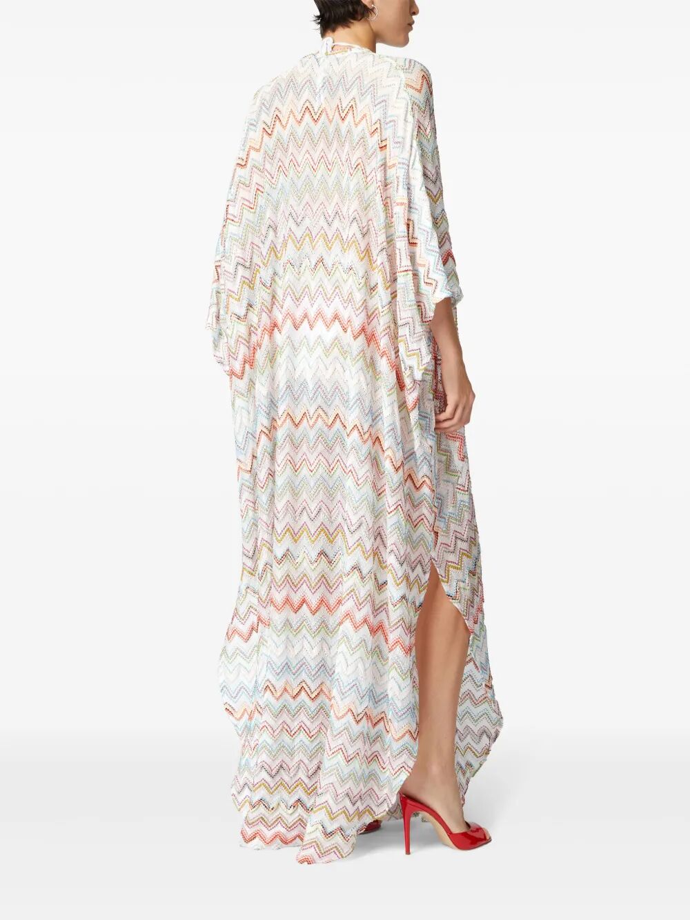 Missoni Long Kaftan With 3d Zig-zag Lamé And Batwing Sleeves