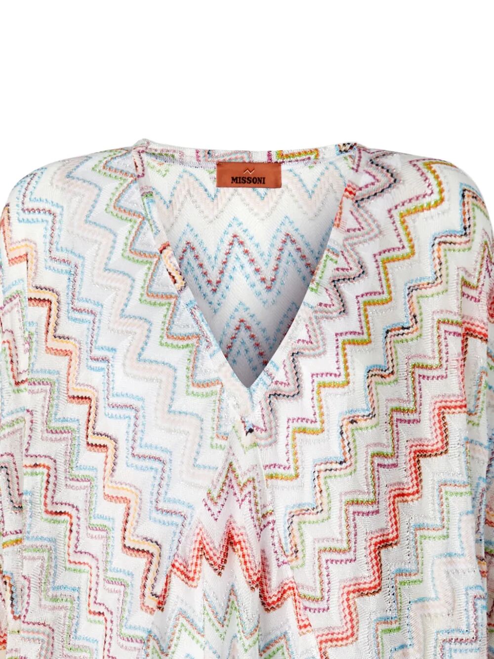 Missoni Long Kaftan With 3d Zig-zag Lamé And Batwing Sleeves