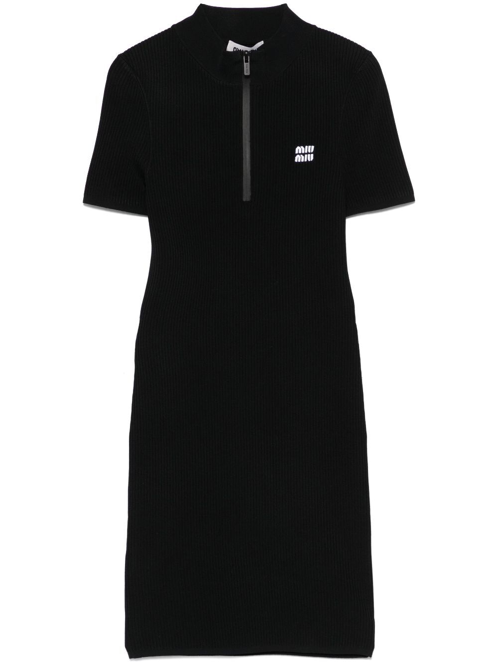 Miu Miu Midweight Knit Ribbed Mini Dress