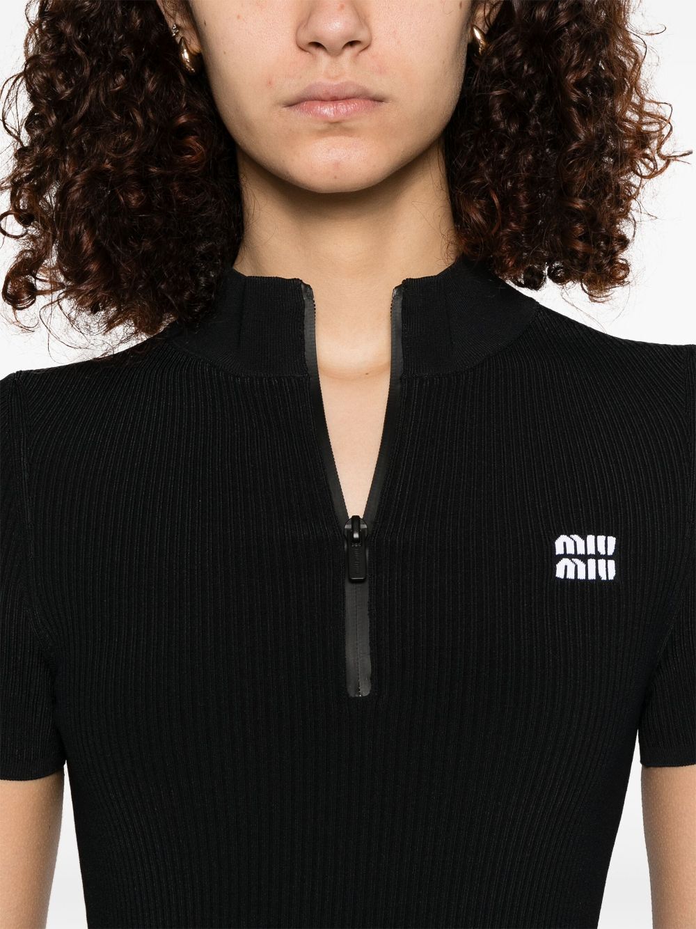 Miu Miu Midweight Knit Ribbed Mini Dress