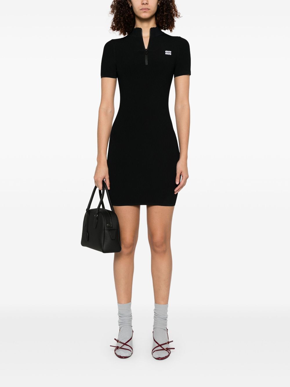 Miu Miu Midweight Knit Ribbed Mini Dress