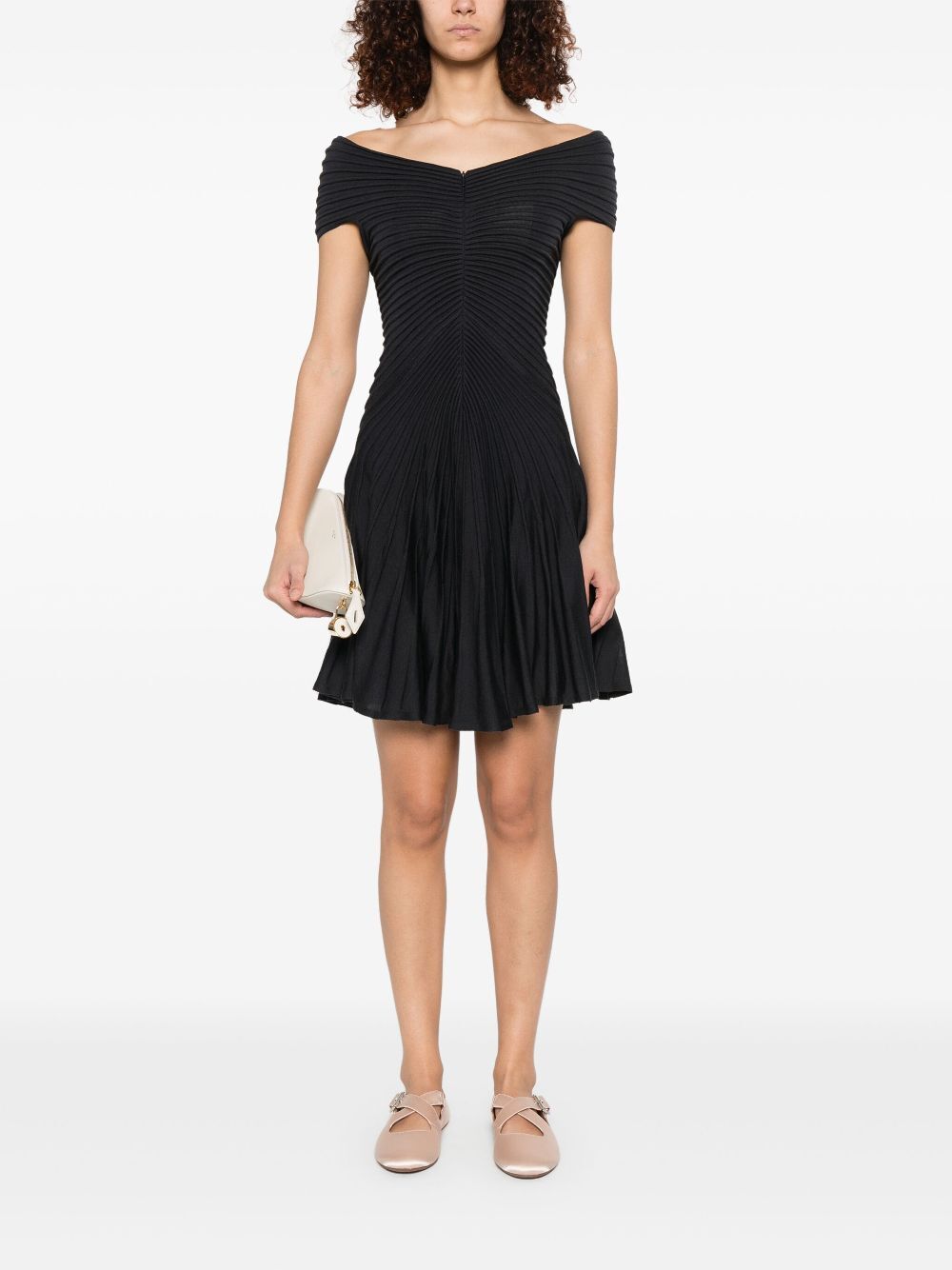 Alaïa V-neck Midweight Knit Wool Mini Dress