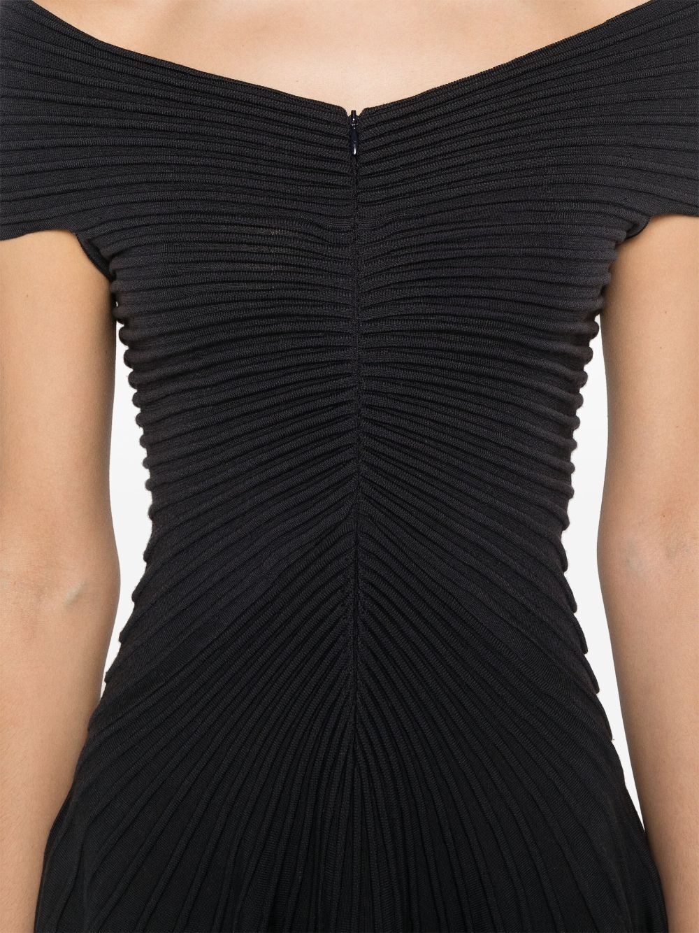 Alaïa V-neck Midweight Knit Wool Mini Dress