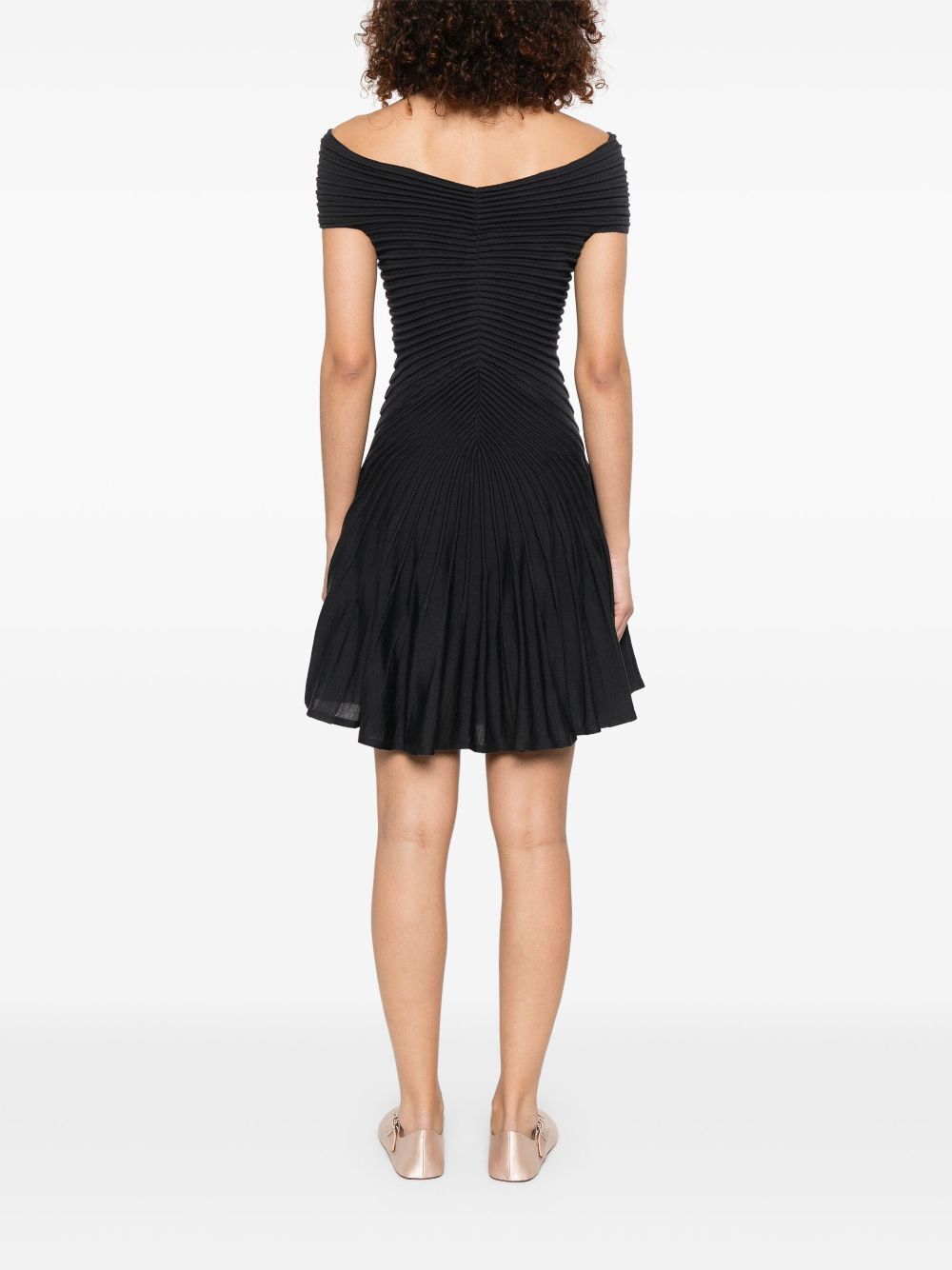 Alaïa V-neck Midweight Knit Wool Mini Dress