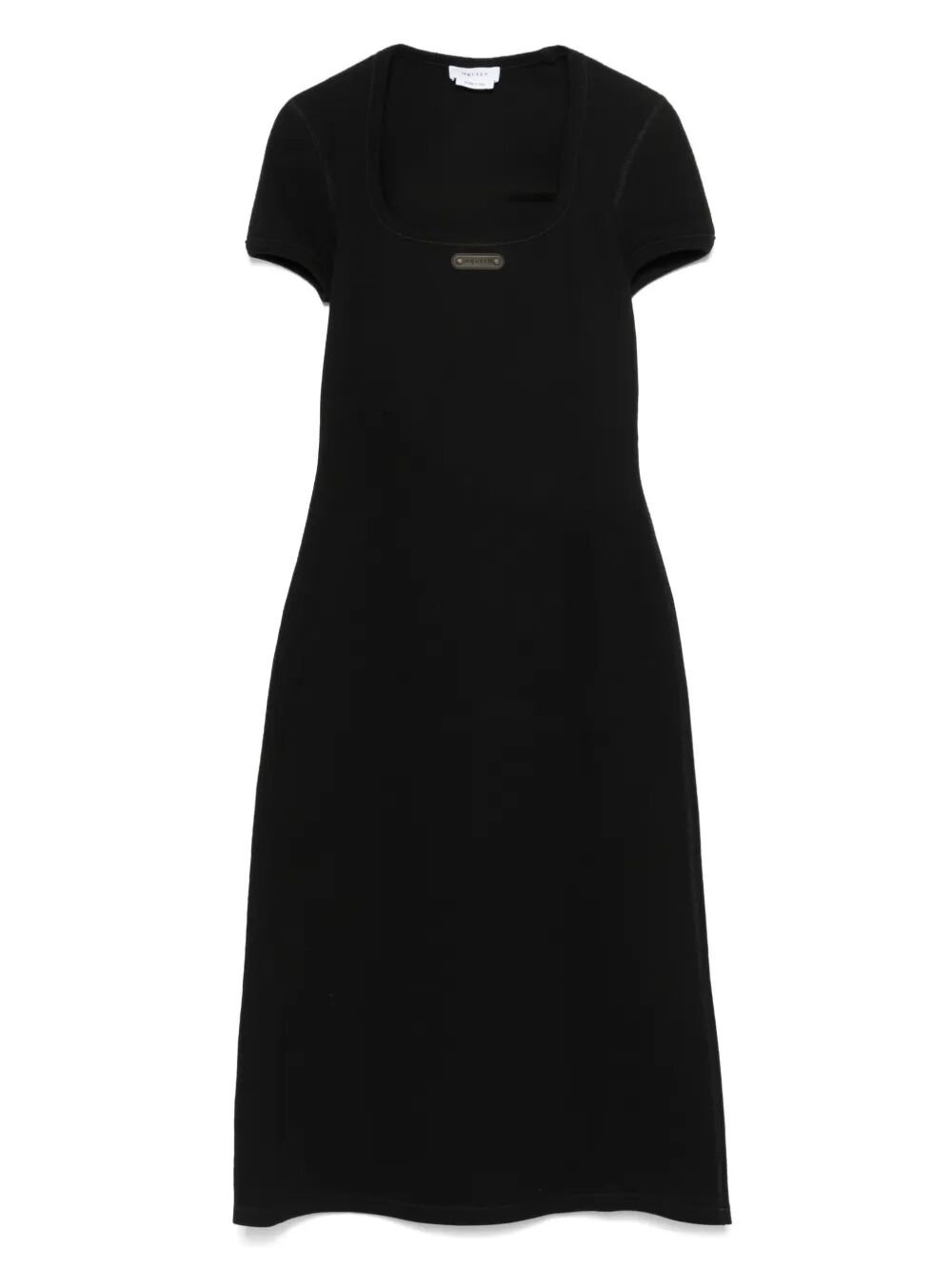 Alexander Mcqueen Logo-plaque Ribbed Stretch Midi Dress