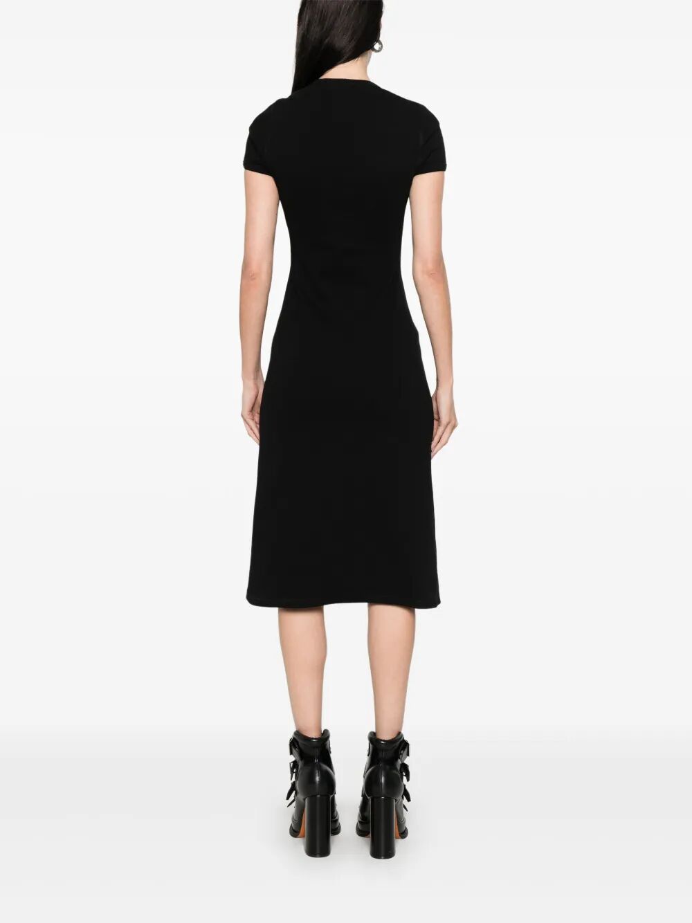 Alexander Mcqueen Logo-plaque Ribbed Stretch Midi Dress