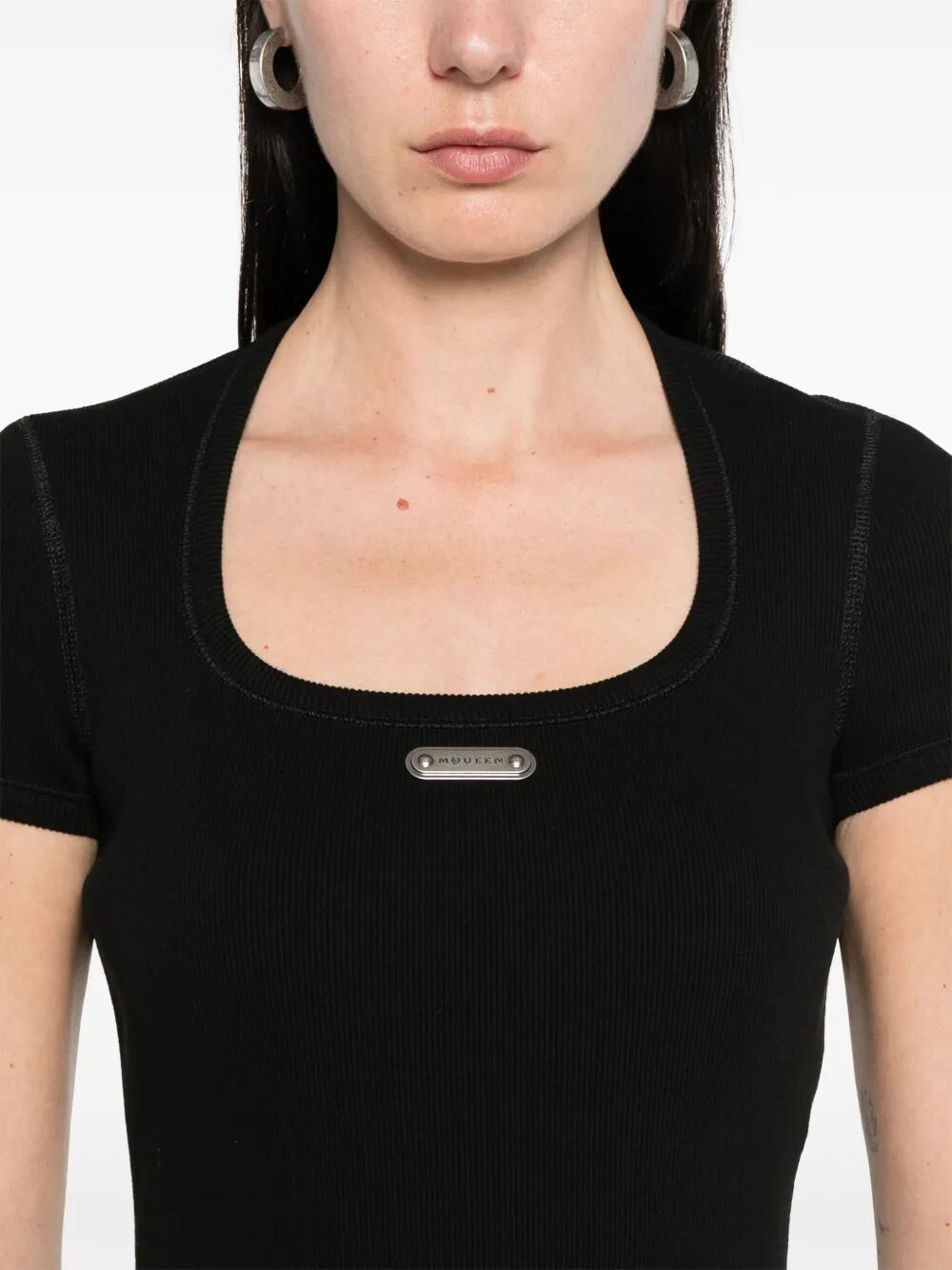 Alexander Mcqueen Logo-plaque Ribbed Stretch Midi Dress