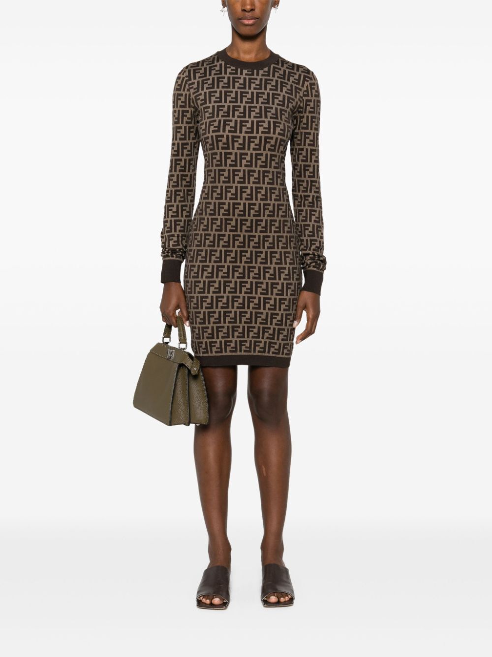 Fendi Ff Cotton Fitted Dress