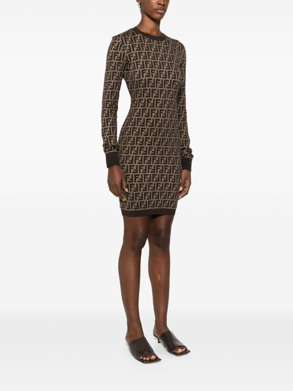 Fendi Ff Cotton Fitted Dress