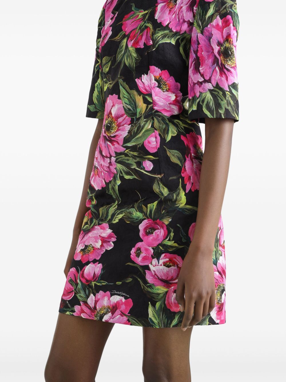 Dolce & Gabbana Fit-and-flare Peony-print Cotton Midi Dress