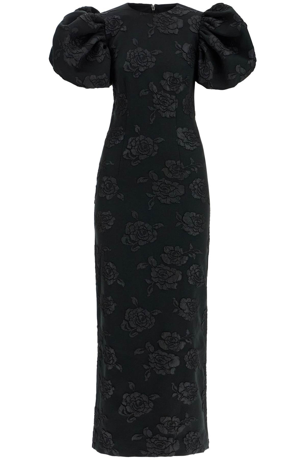 Rotate 3D Jacquard Midi Dress Black Floral