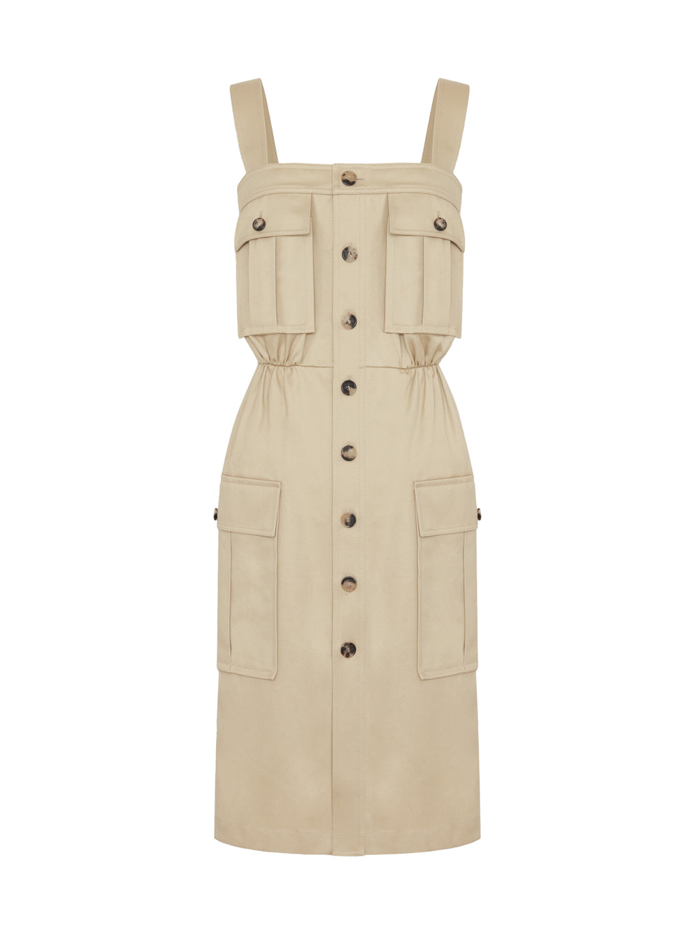 Saint Laurent Paris Knee-lenght Saharienne Dress In Cotton Gabardine