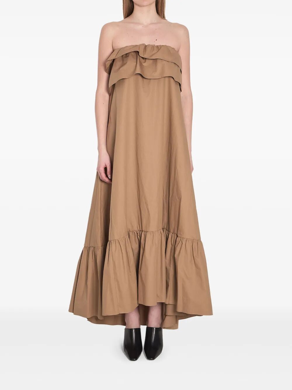 Saint Laurent Paris Cotton Twill Ruffled Dress