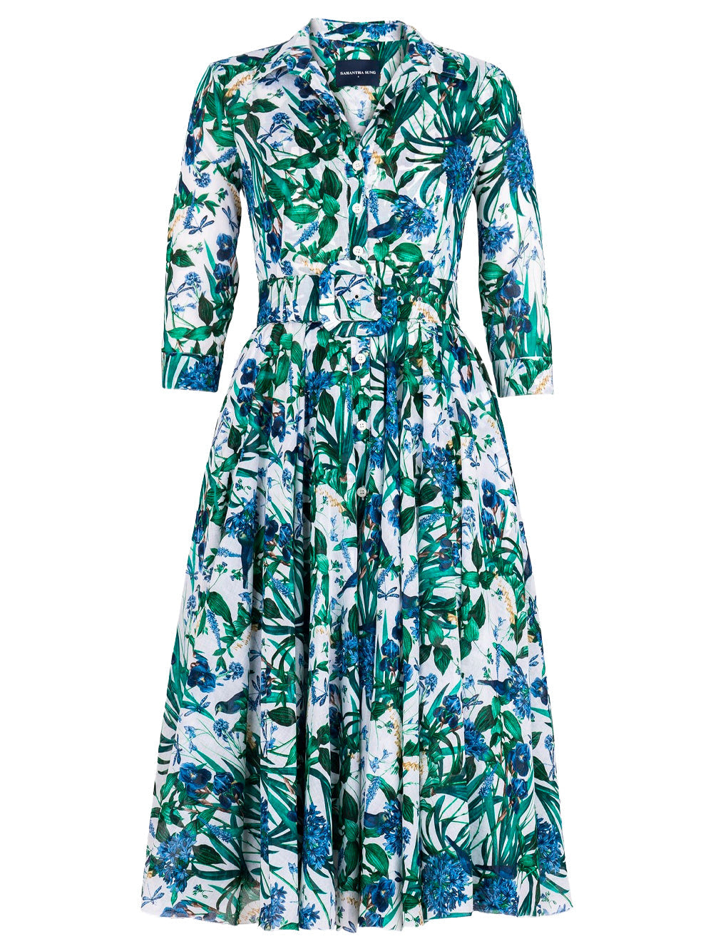 Samantha Sung Vintage Iris-print Aster Midi Dress