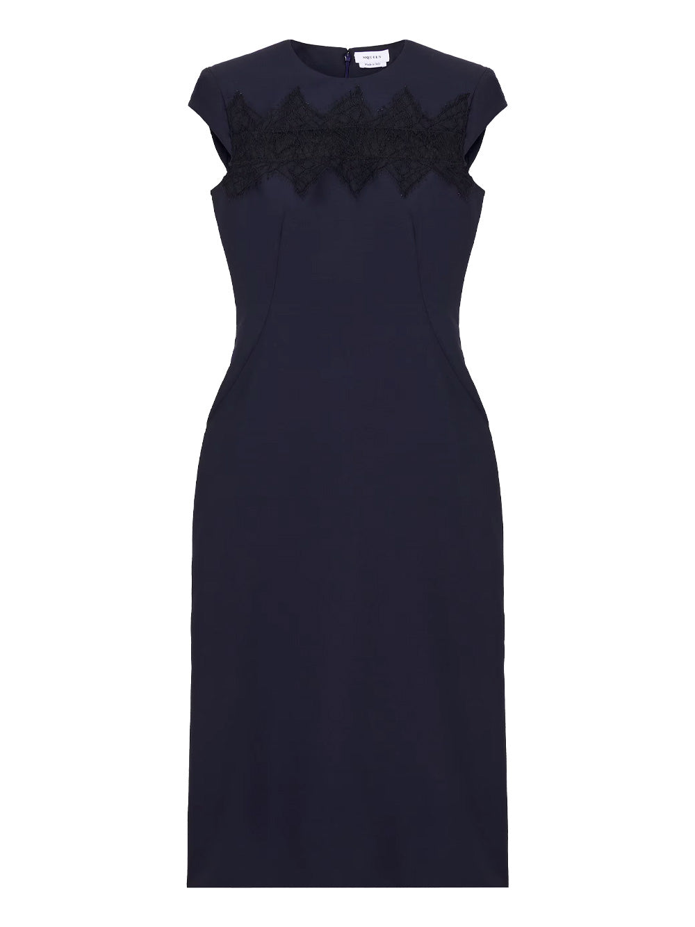 Alexander Mcqueen Wool Tailored Pencil Dress With Lace Details