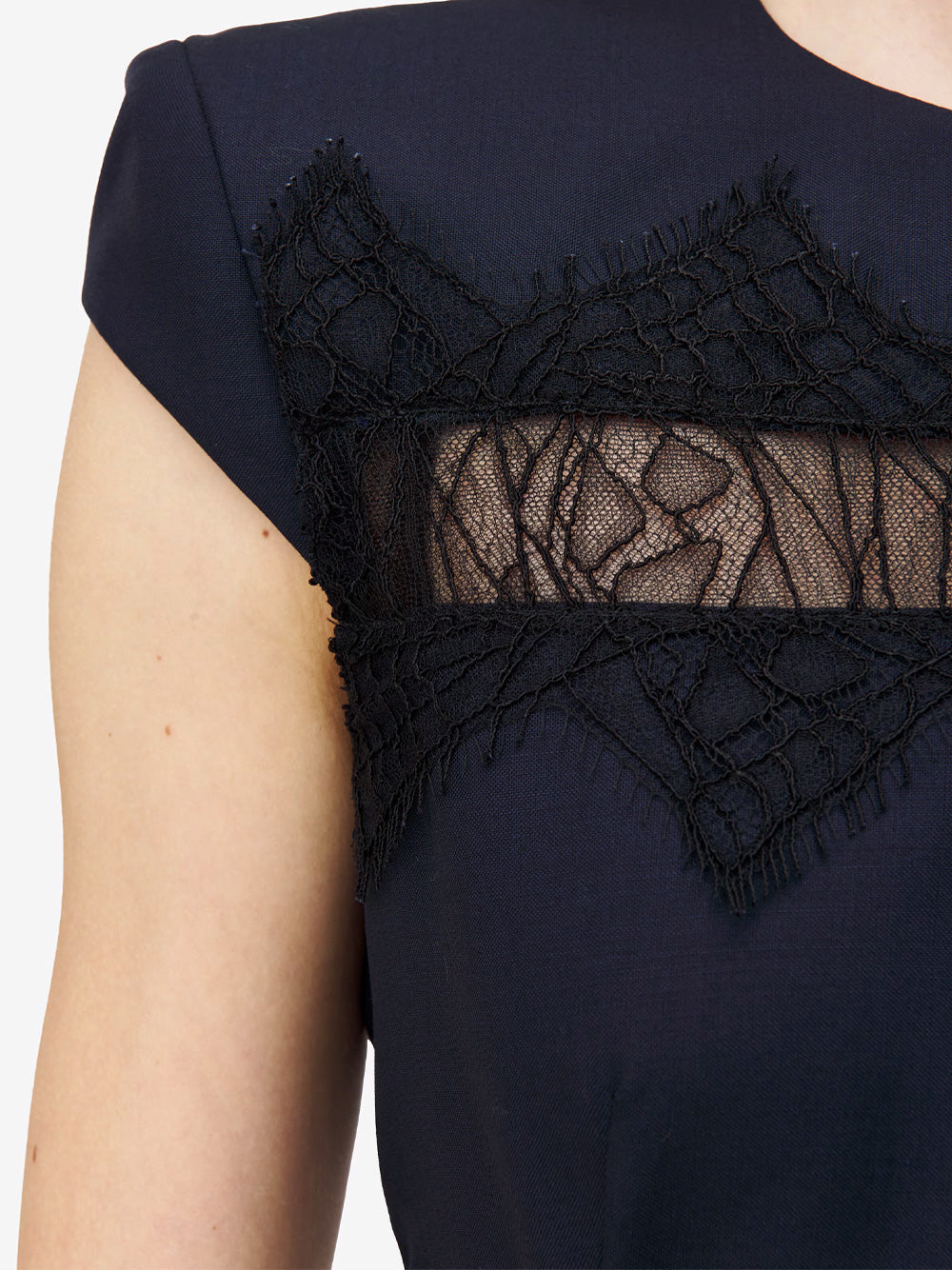 Alexander Mcqueen Wool Tailored Pencil Dress With Lace Details