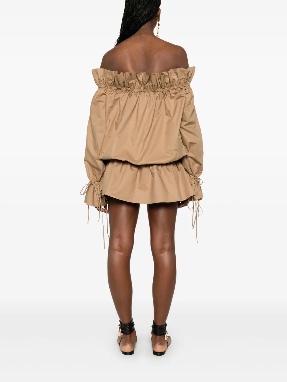 Saint Laurent Paris Cotton Serge Gathered Mini Dress