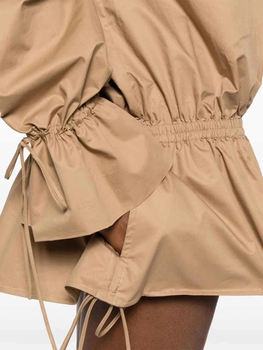 Saint Laurent Paris Cotton Serge Gathered Mini Dress