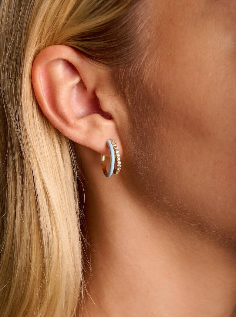 Mini Enamel Double Hoop Earrings