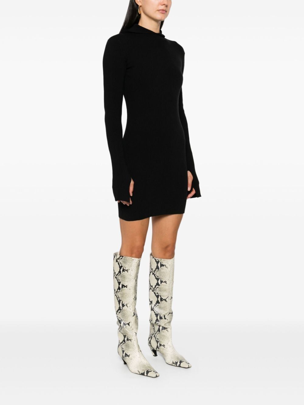 Fendi Hood Collar Ribbed Dress
