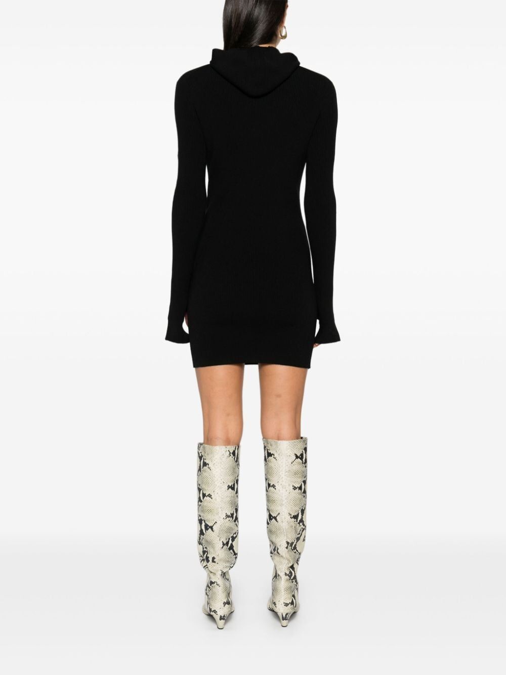 Fendi Hood Collar Ribbed Dress
