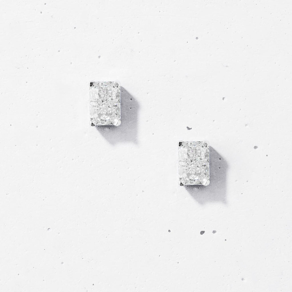 Crushed Ice Rectangular Stud Earrings