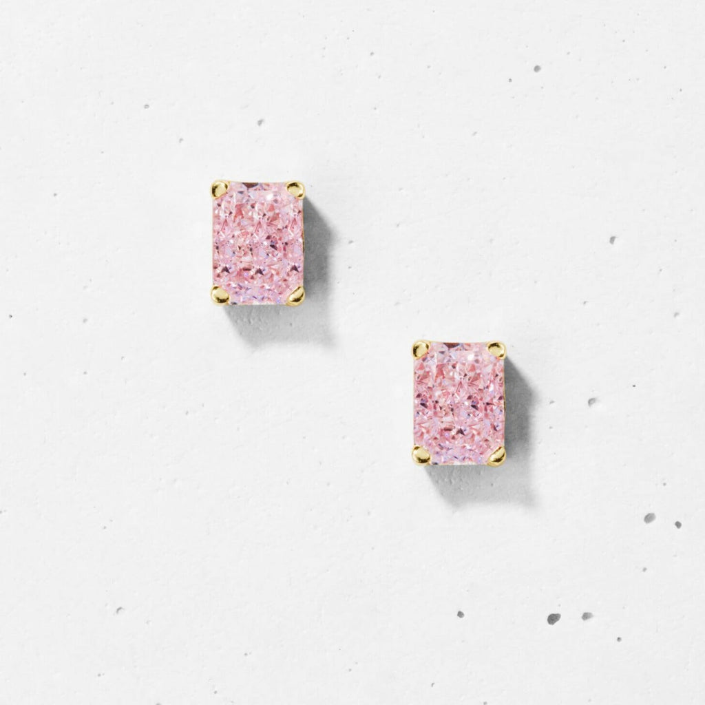 Crushed Ice Rectangular Stud Earrings