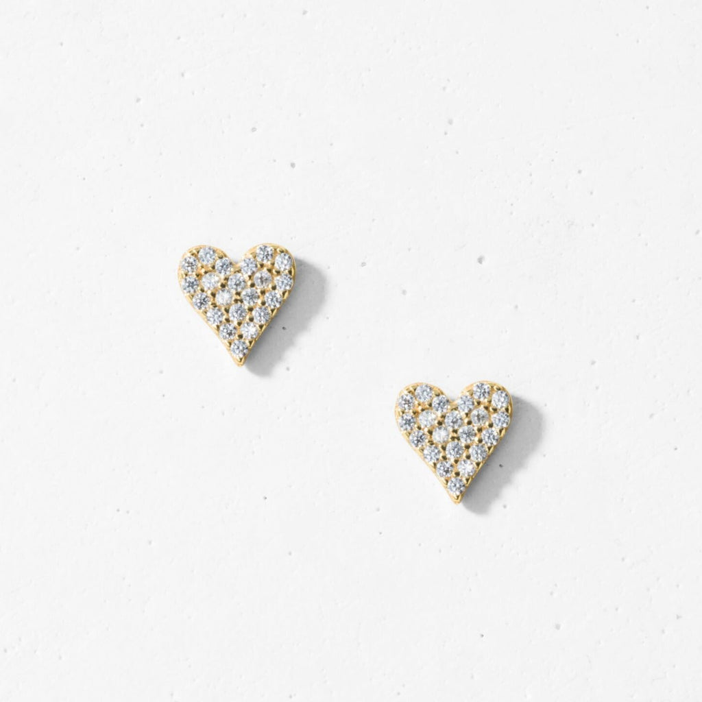 Pave Heart Stud Earrings