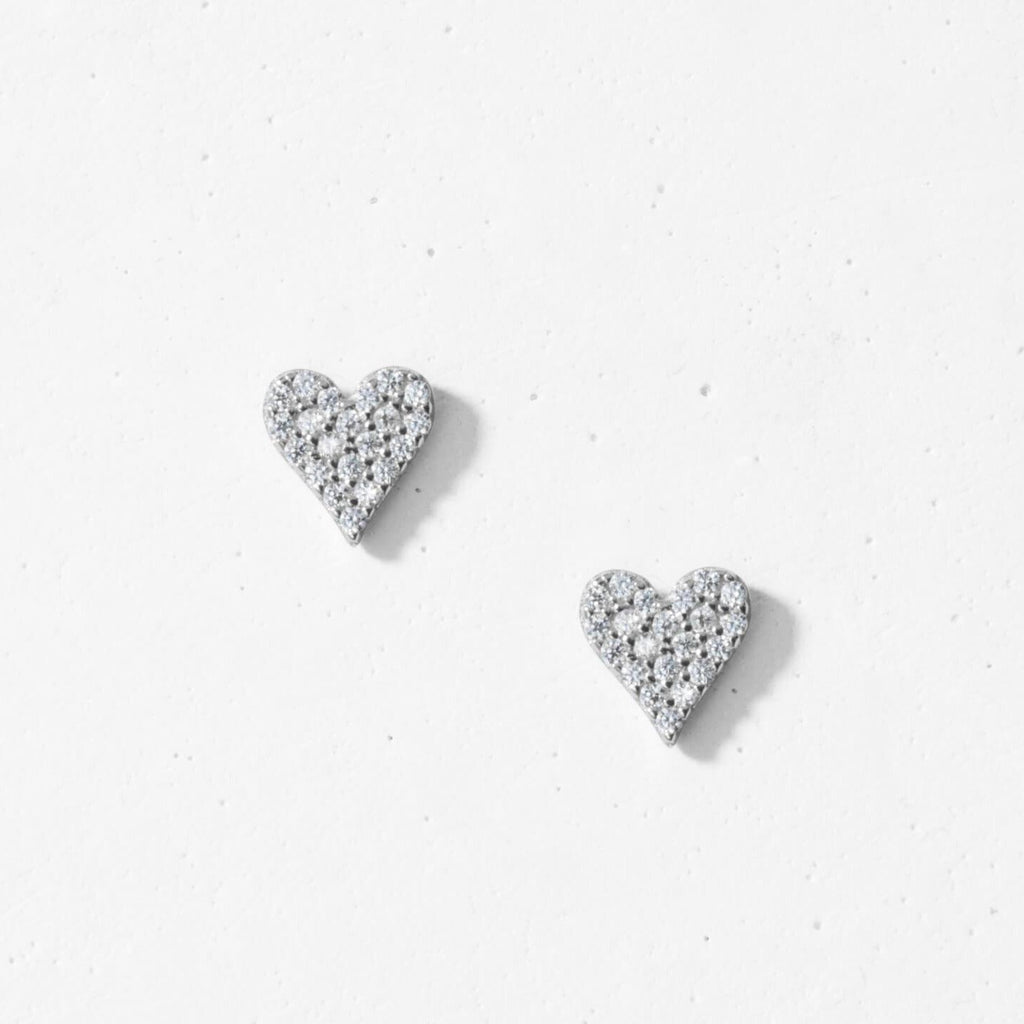 Pave Heart Stud Earrings