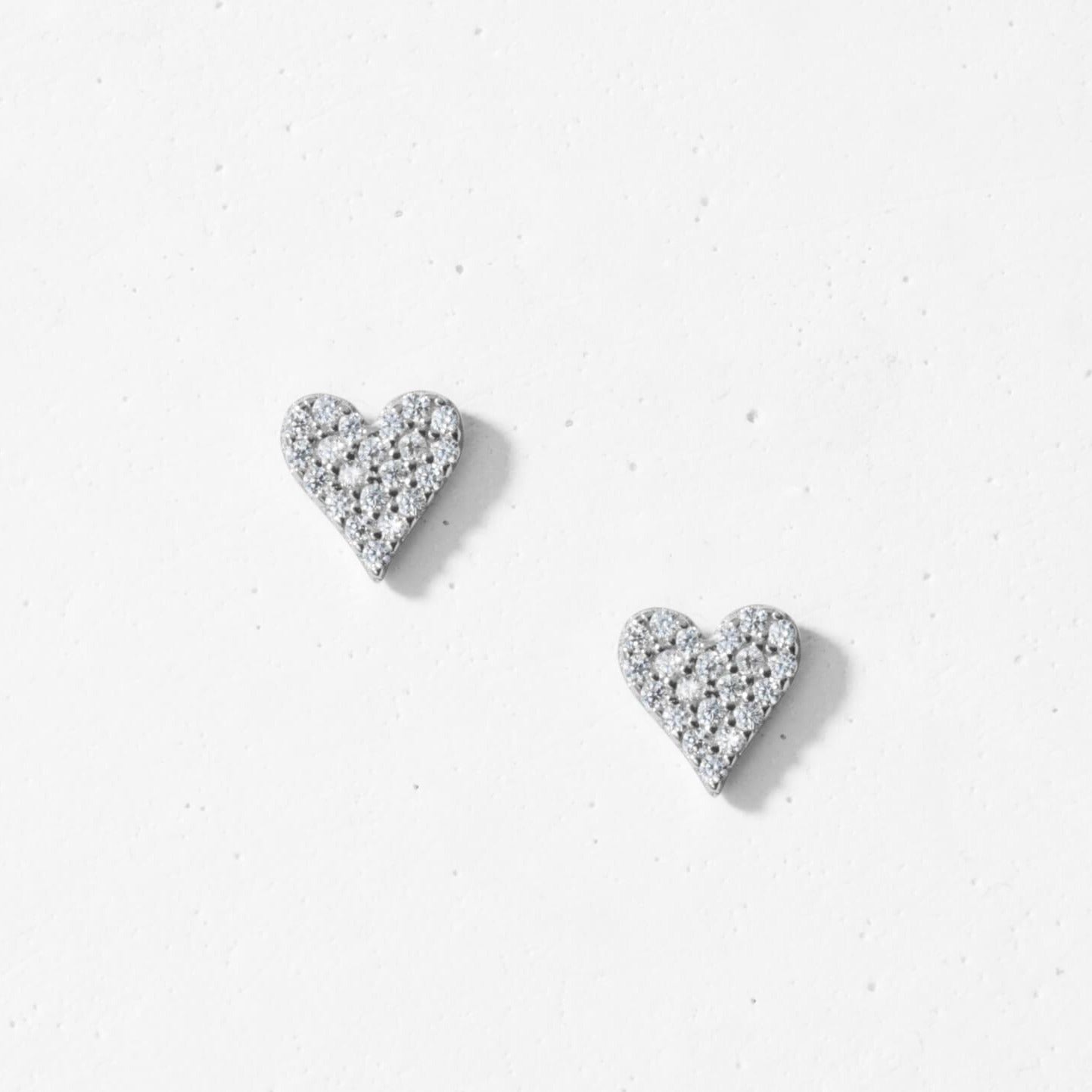 Pave Heart Stud Earrings
