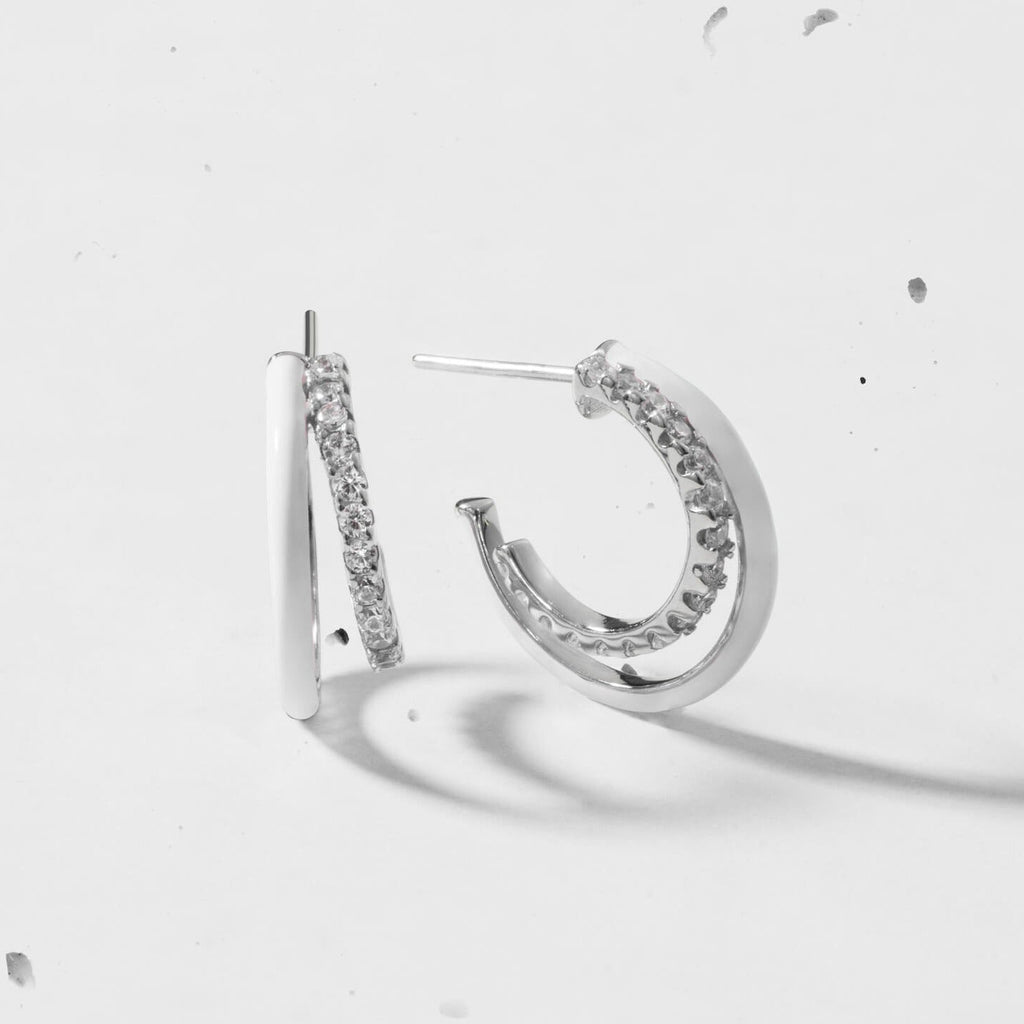 Mini Enamel Double Hoop Earrings