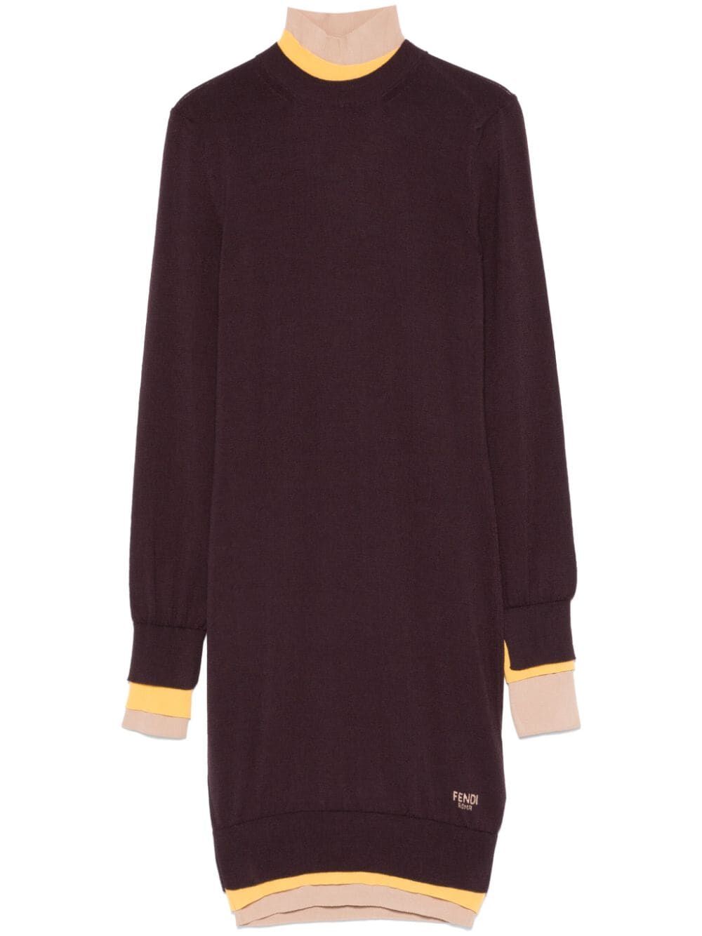 Fendi Multi Layer Wool Fitted Dress