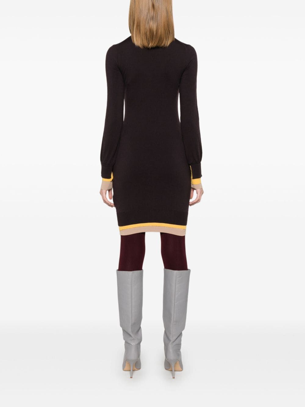Fendi Multi Layer Wool Fitted Dress
