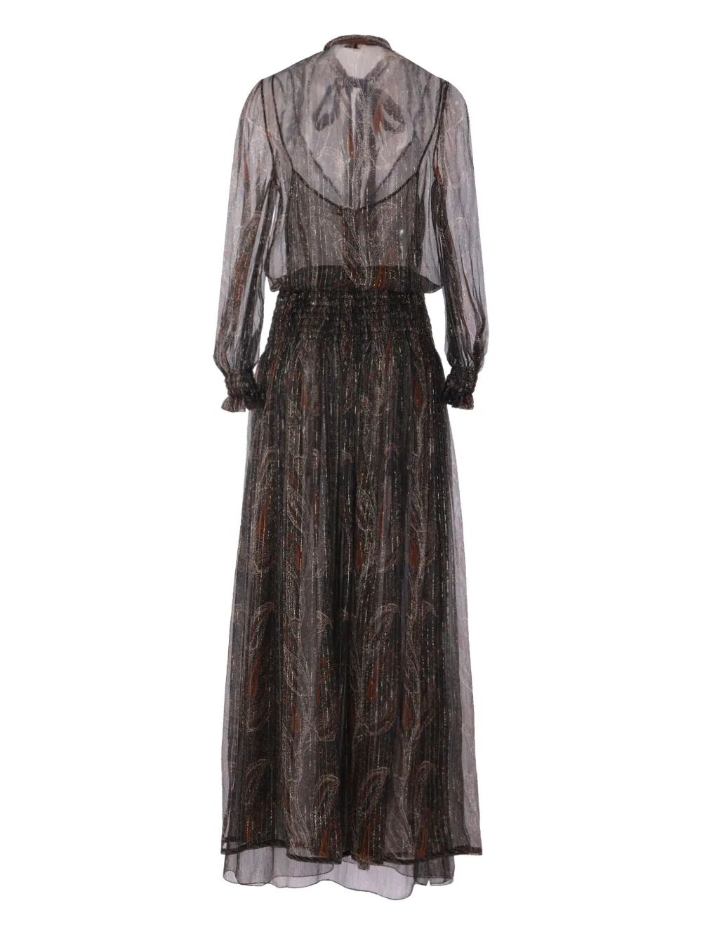 Saint Laurent Paris Semi-sheer Lavallière Maxi Dress In Lurex Paisley