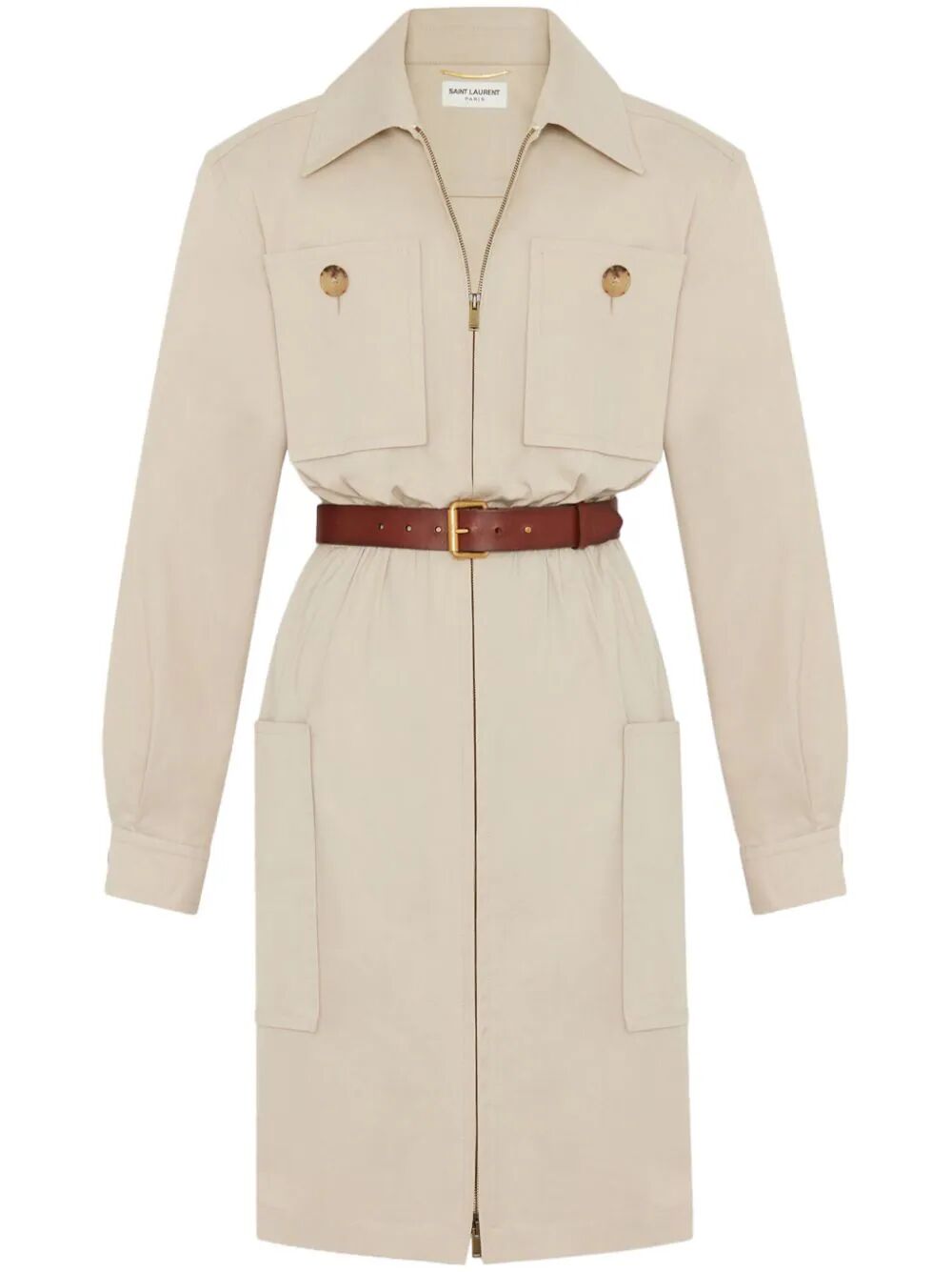 Saint Laurent Paris Saharienne Belted Cotton Dress