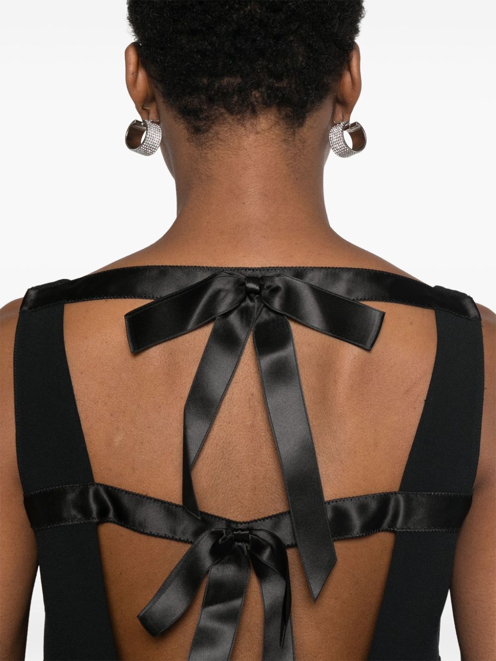 Prada Bow Detailing Crepe Mini Dress