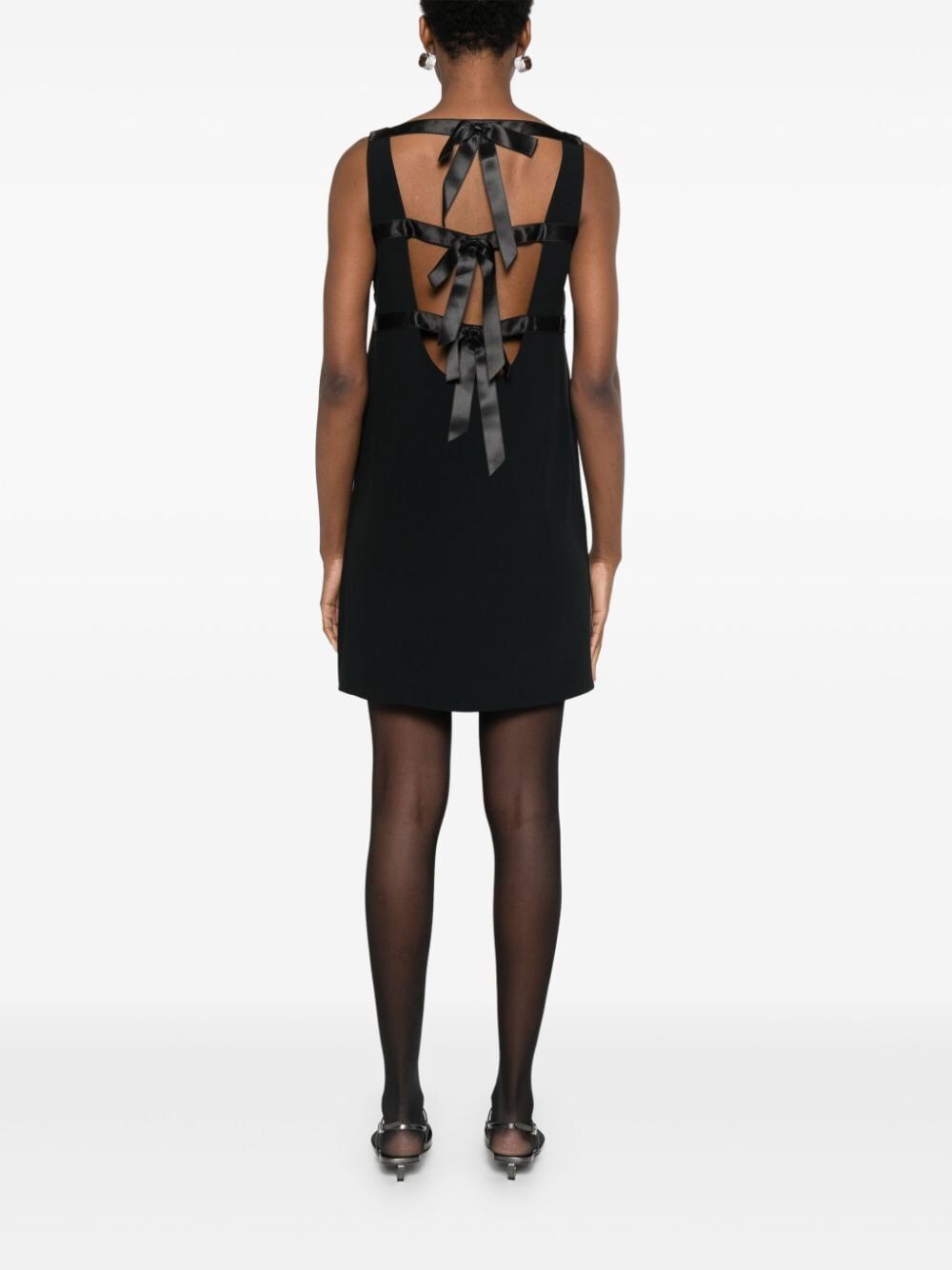 Prada Bow Detailing Crepe Mini Dress