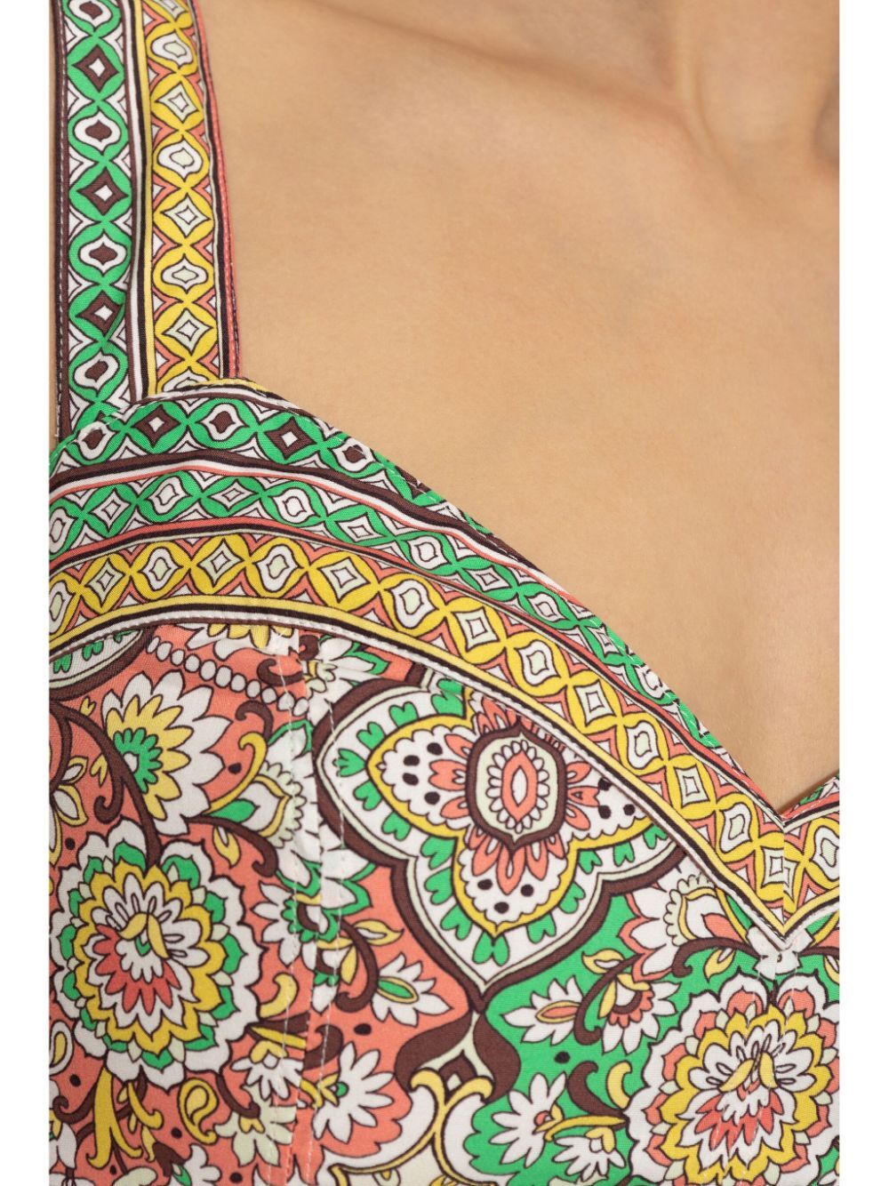 Etro Sweetheart Neck Floral Print Midi Dress