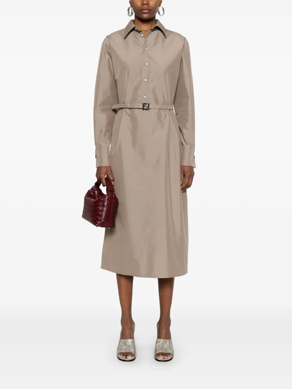 Fendi Poplin Belted Shirt Dress