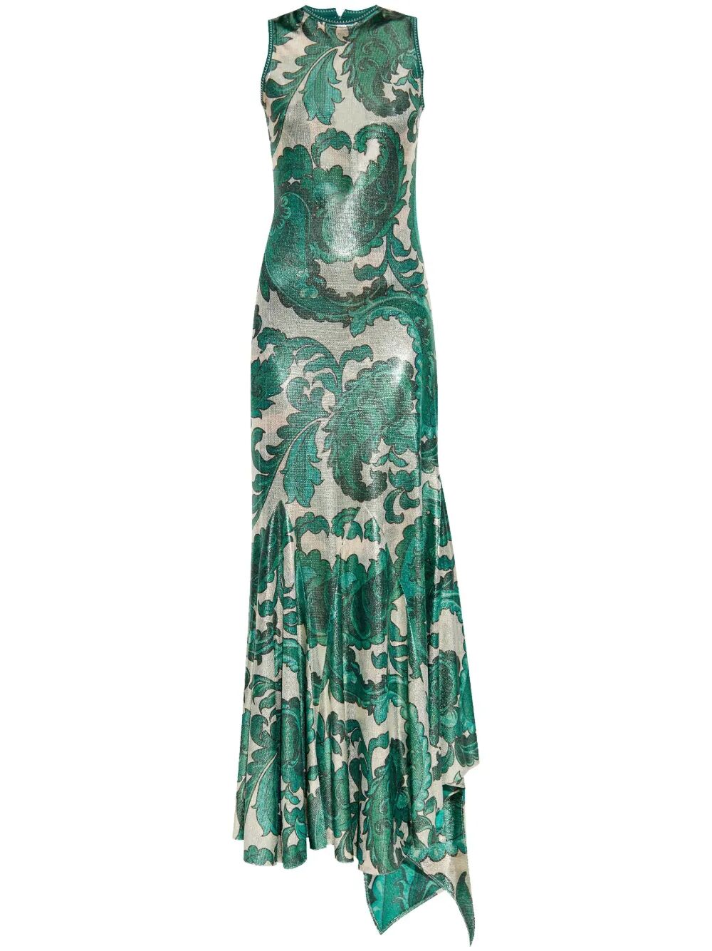Etro Laminated Jersey Dress With Maxi Paisley Print