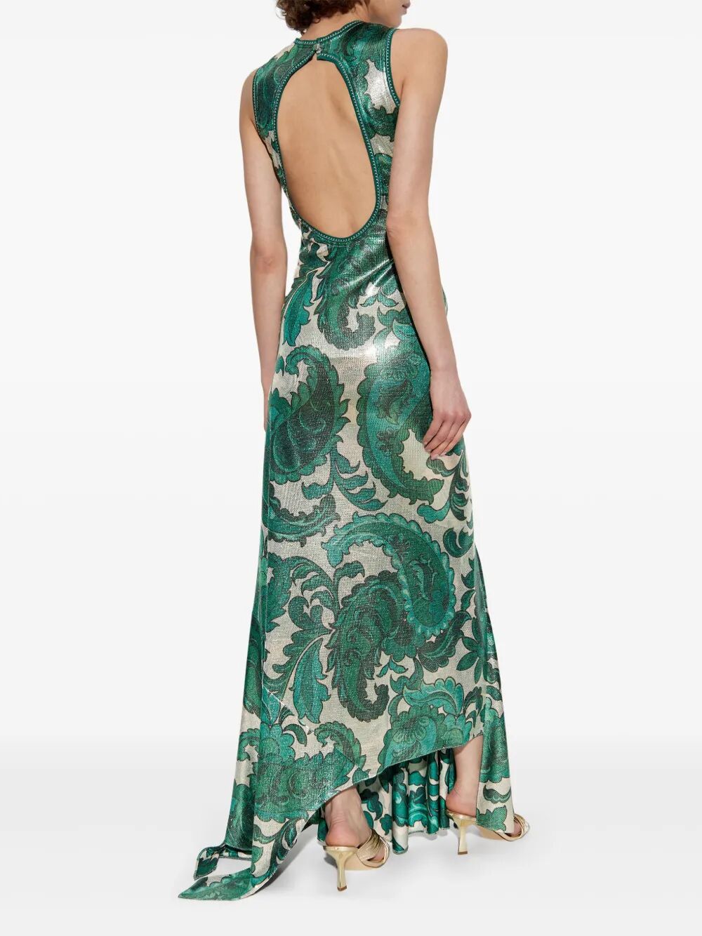 Etro Laminated Jersey Dress With Maxi Paisley Print