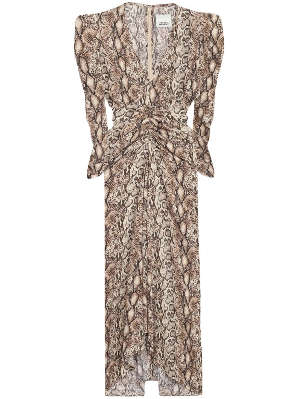 Isabel Marant Albini Gathered Silk Blend Midi Dress