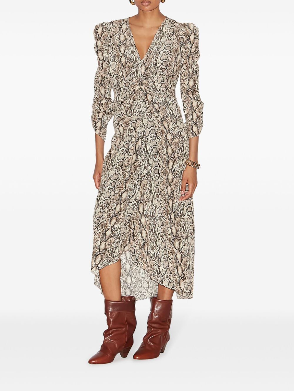 Isabel Marant Albini Gathered Silk Blend Midi Dress