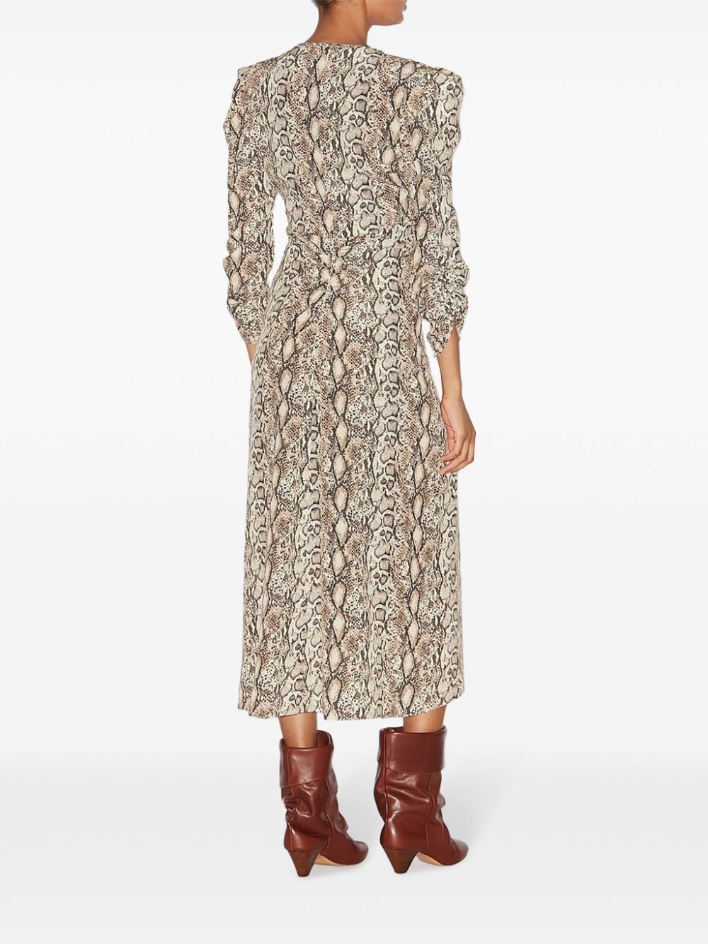 Isabel Marant Albini Gathered Silk Blend Midi Dress