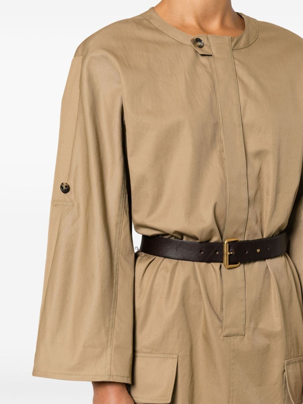 Saint Laurent Paris Belted Cotton Twill Dress