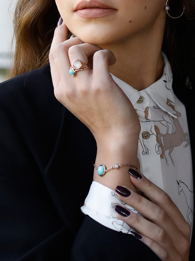 Satellite Rose Gold Amazonite & Opal Bracelet