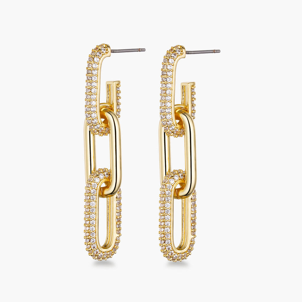 Half Pave Chain Earrings